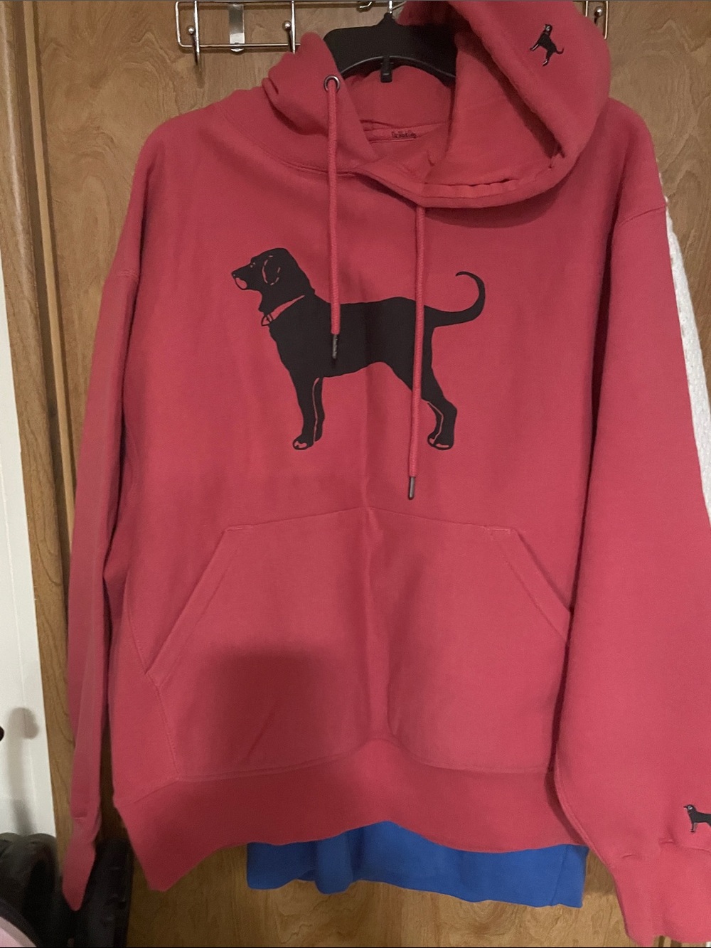 The Black Dog Island Red Hoodie with Black Dog Graphic